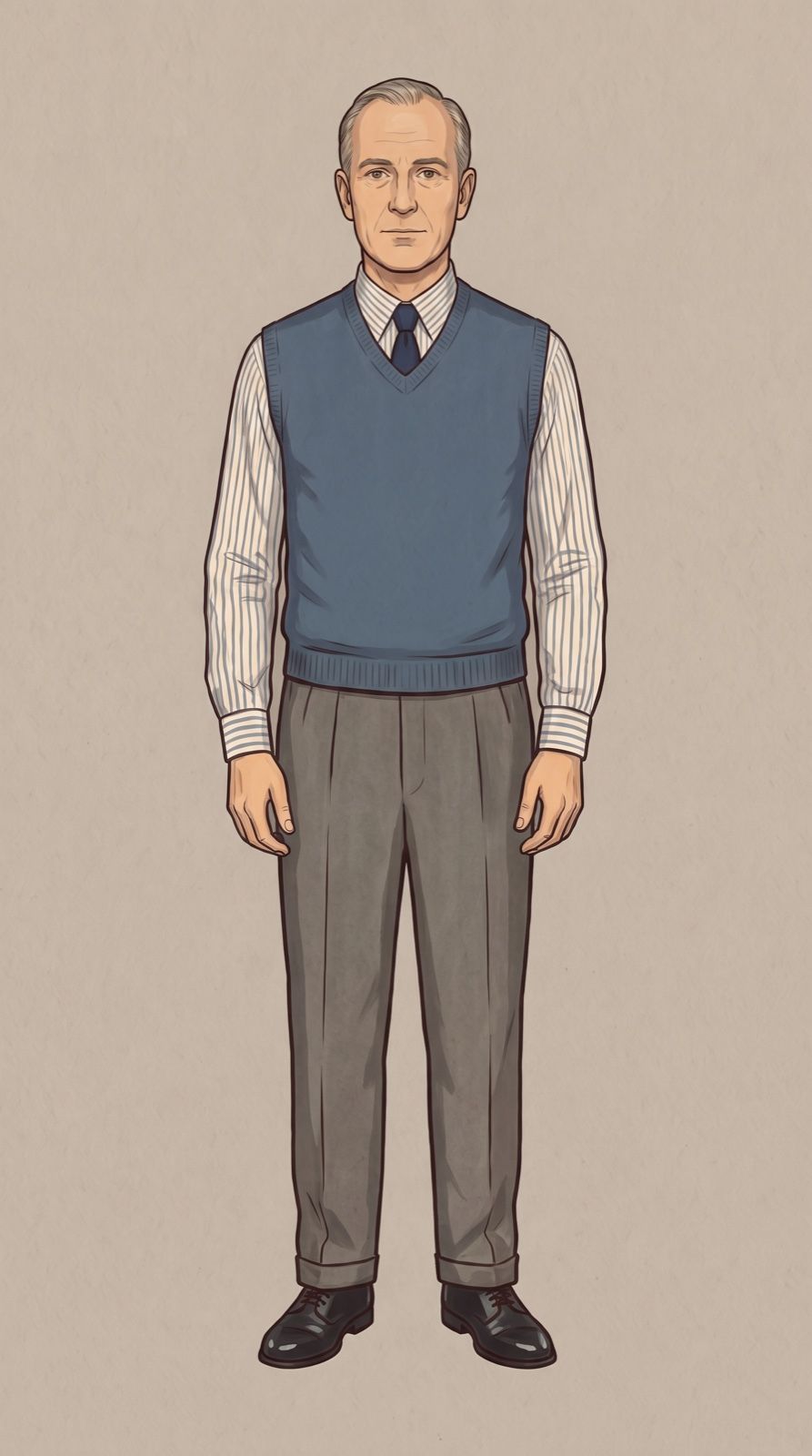 Suspect 5, Harold Tuttle: a painted full-length portrait.
