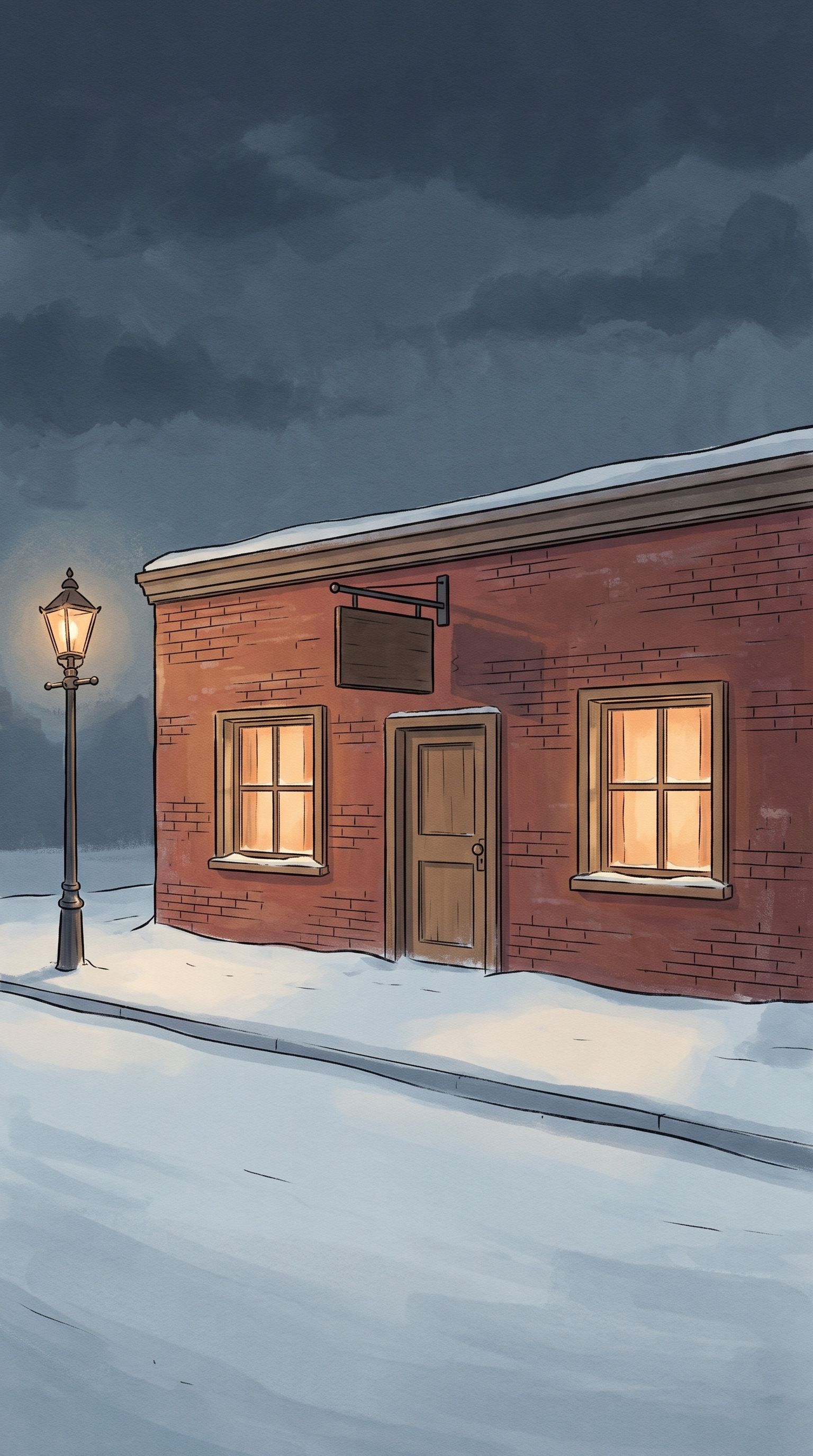Painted setting: The Kestrel Falls Courier, a small-town weekly on the prairie.