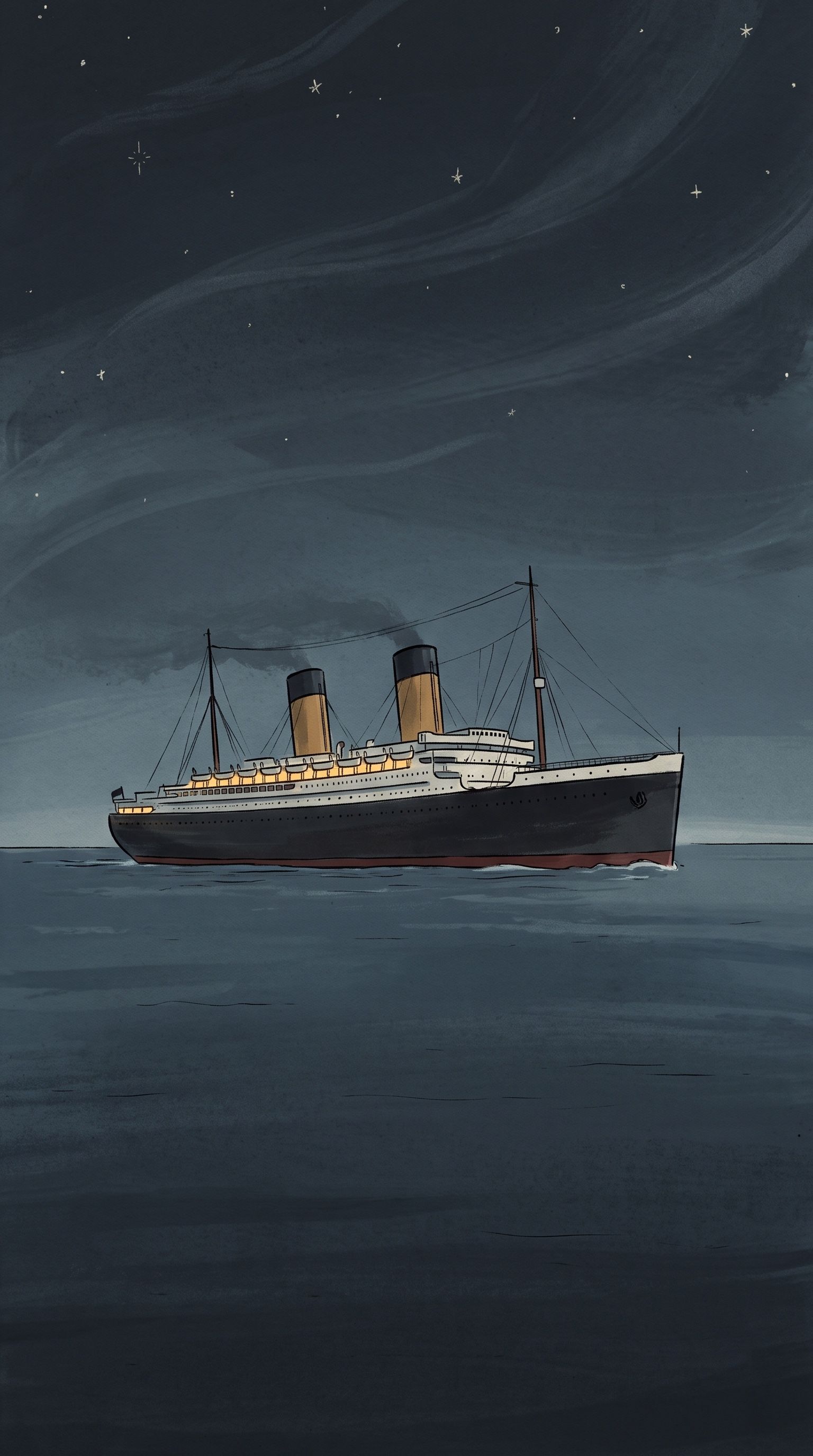 Painted setting: The Sarabande, a liner of the Corvell Line, two days out at sea.